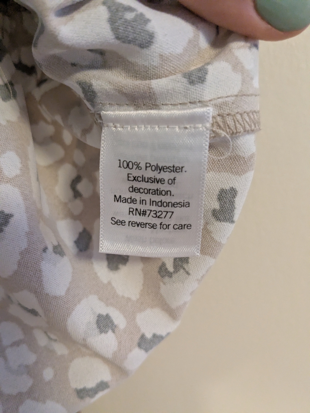 Nine West Beige Animal Print Smocked Peplum Top - Picture 6 of 10
